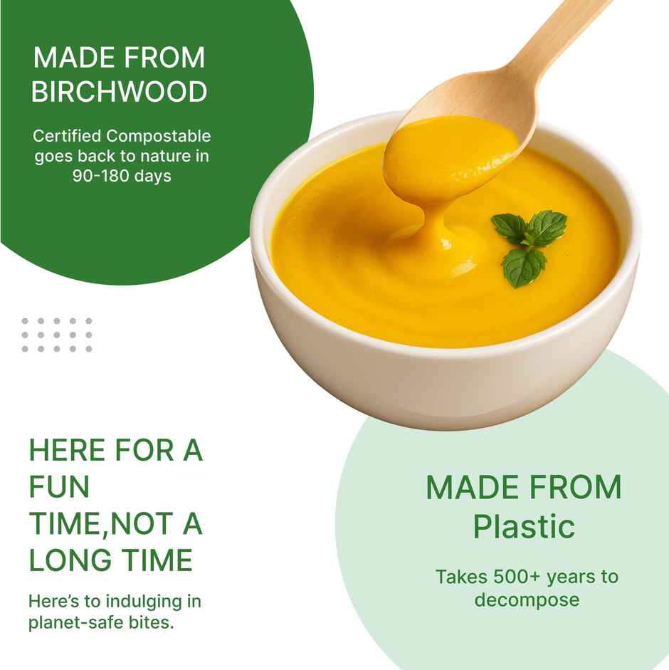 Lazer Multipurpose Disposable Spoons | Wooden Dining Flatware | Eco-Friendly, Biodegradable | 140 mm