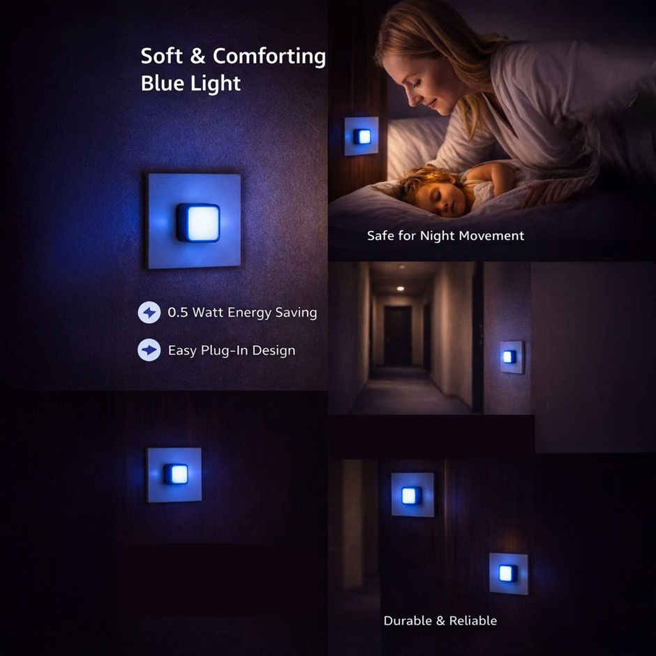 Festivora Nano LED .5 Watt LED Plug in Night Lamp | Warm White & Blue Color | Pack of 2