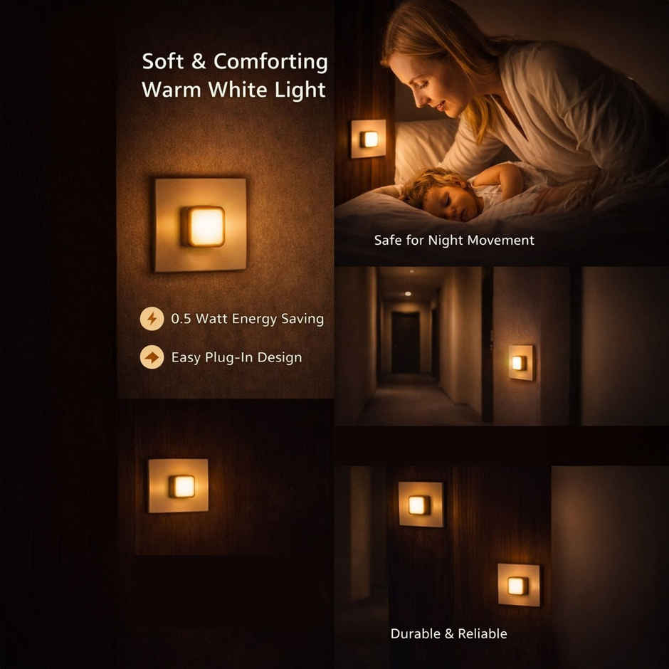 Festivora Nano LED .5 Watt LED Plug in Night Lamp | Warm White & Blue Color | Pack of 2