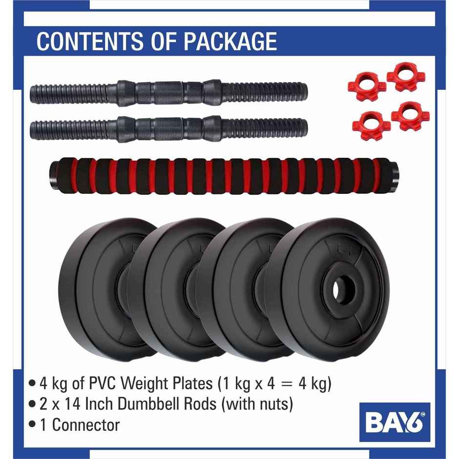 BAY6 PVC 4 kg 3-in-1 Convertible Dumbbells Fitness Kit for Full Body Workout