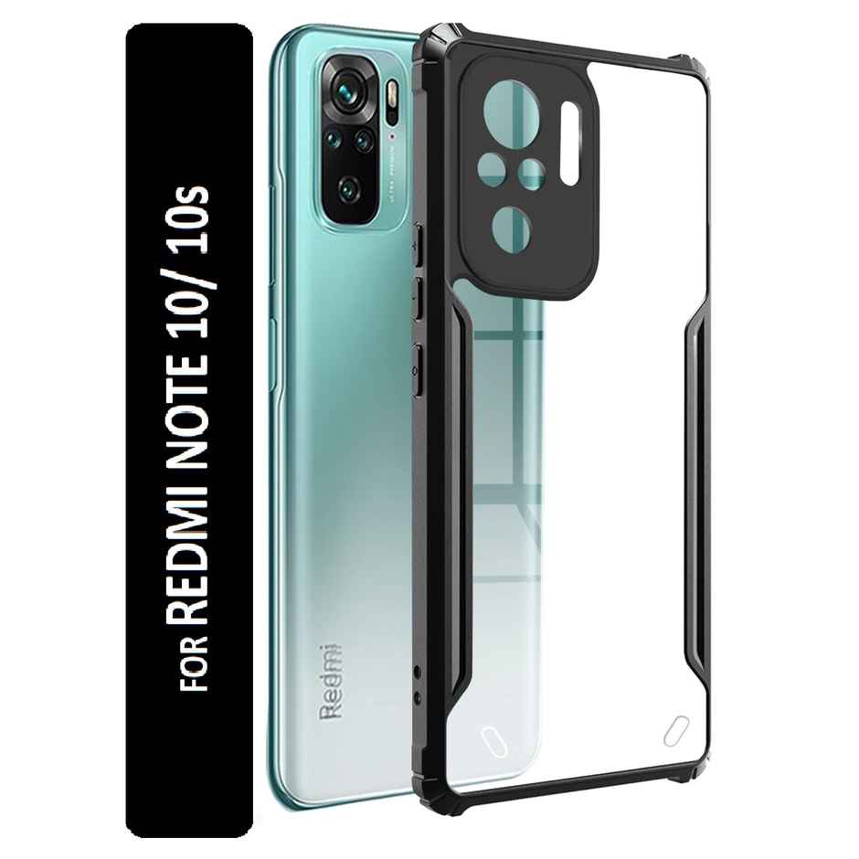 Kwine Case Redmi Note 10 / 10S Back Cover - Black Bordered Transparent Case