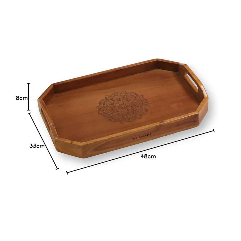 Vesta Homes Acacia Wood Serving Rectangular Tray For Home | Kitchen Organizer