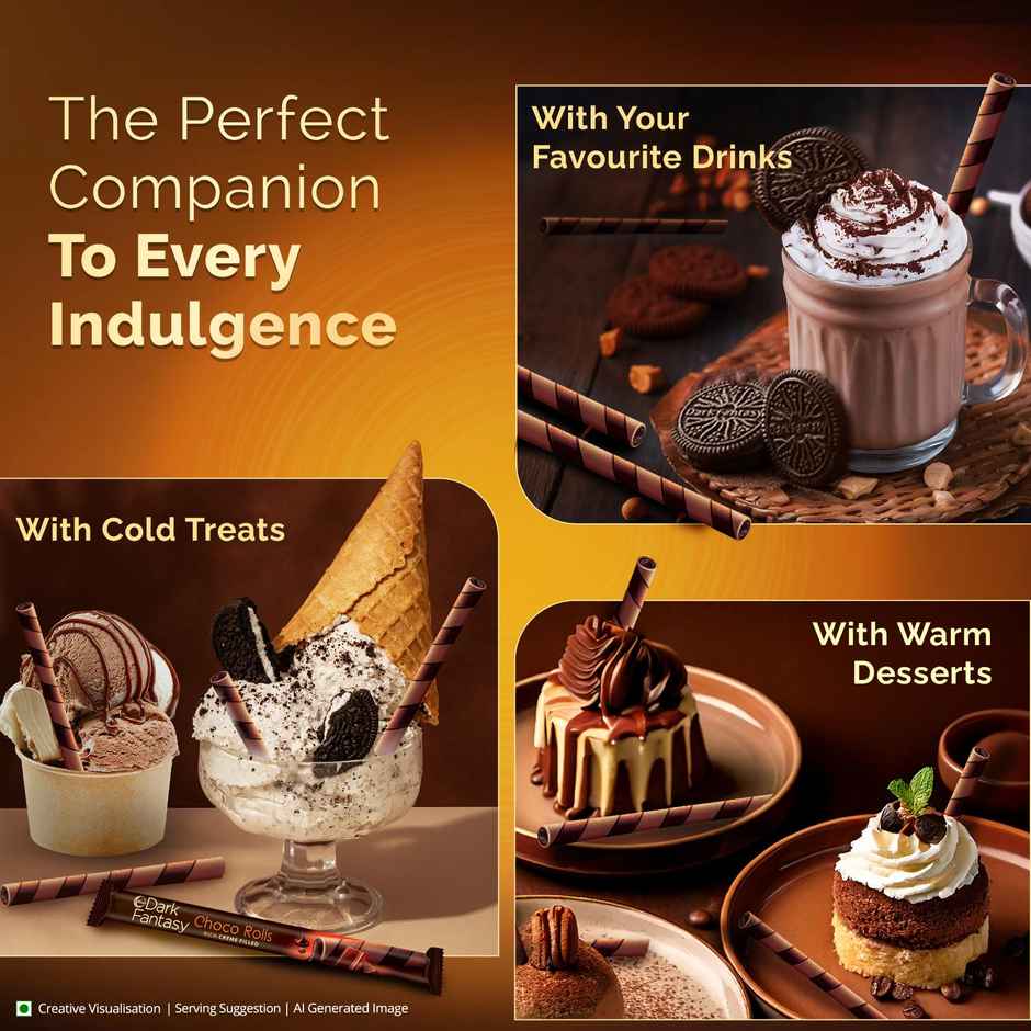 Sunfeast Dark Fantasy Choco Rolls | Crunchy Wafer Rolls