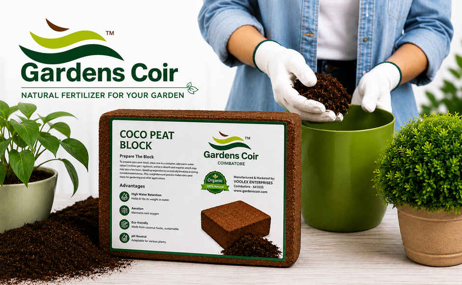 Gardens Coir Eco-Friendly Cocopeat Block for Indoor & Outdoor Plants