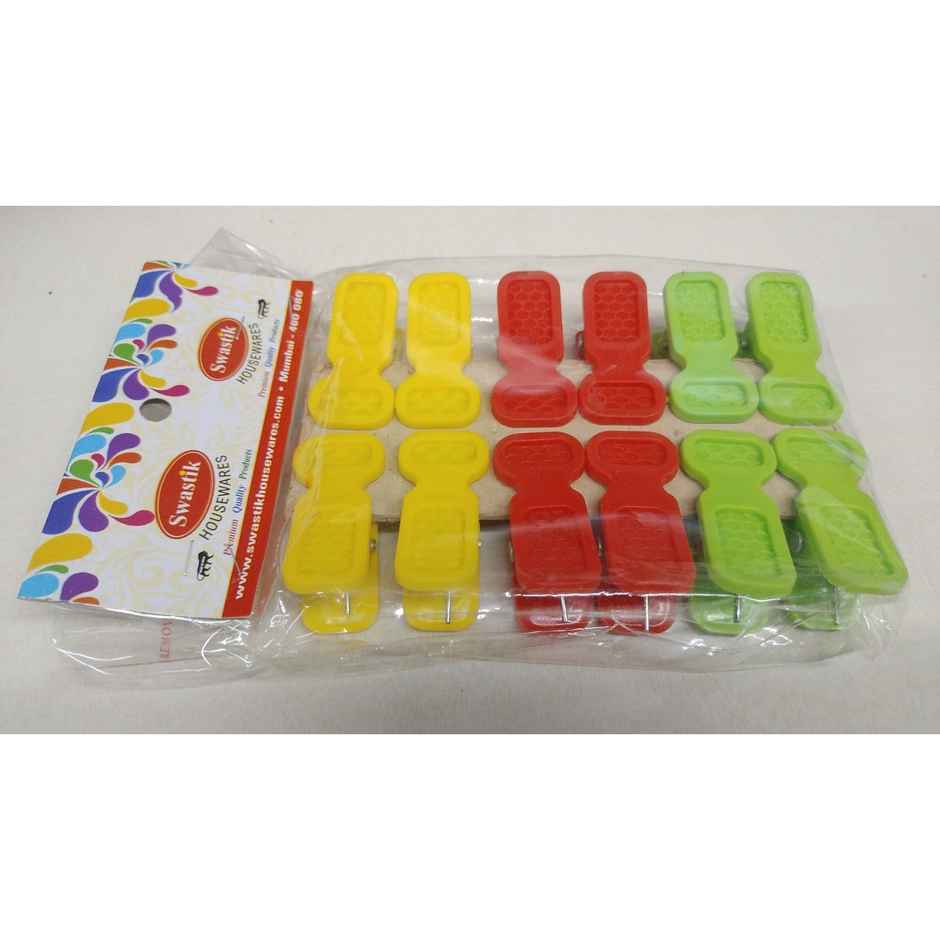 Swastik Housewares Punch Heavy Duty Cloth Clip Multicolor | Set of 10