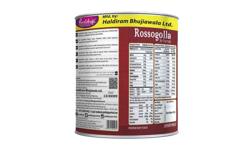 Haldiram Prabhuji Rosogolla (Tin) Combo