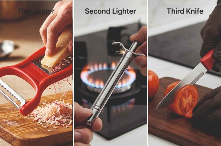 Kvg Gas Lighter, Knife and Peeler set | Kitchen Tools Set