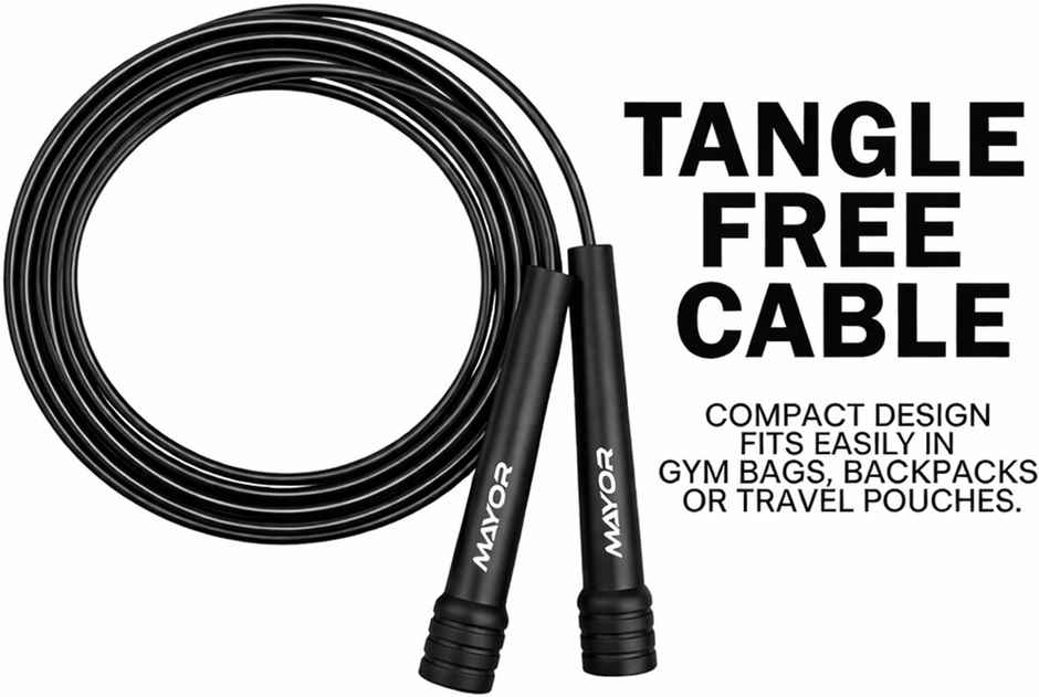 Mayor Fitness Adjustable Skipping Rope Tangle Free Jumping Rope | Freestyle Skipping Rope | Black
