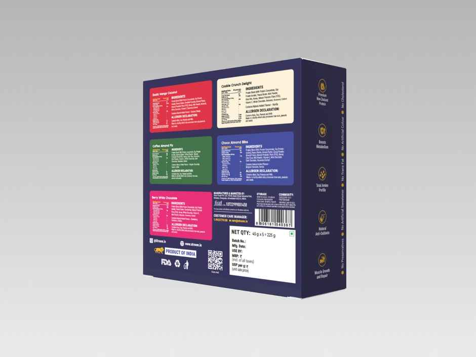 Stroom Center-Filled Protein Bars - Premium Protein And No Added Sugar | Assorted | Pack Of 5