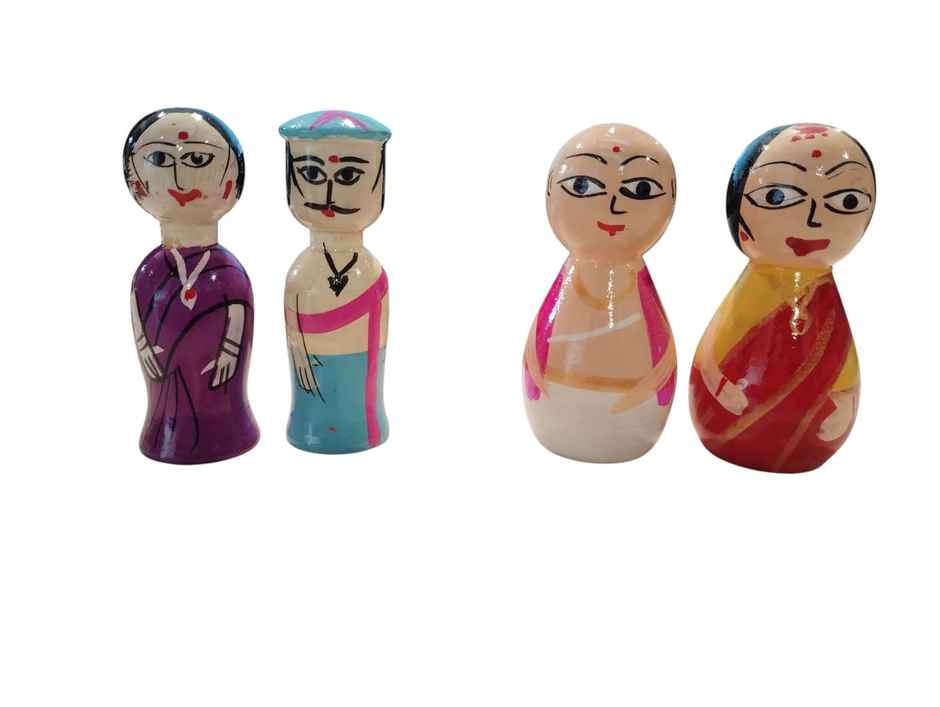 Wooden Dasara Doll Couple | Multicolour | Svasti