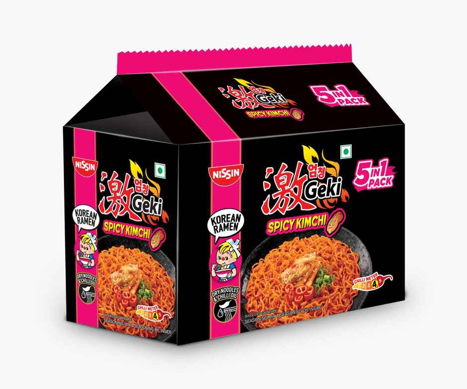 Nissin Geki - Spicy Kimchi Korean Ramen Noodles - 5 in 1 pack