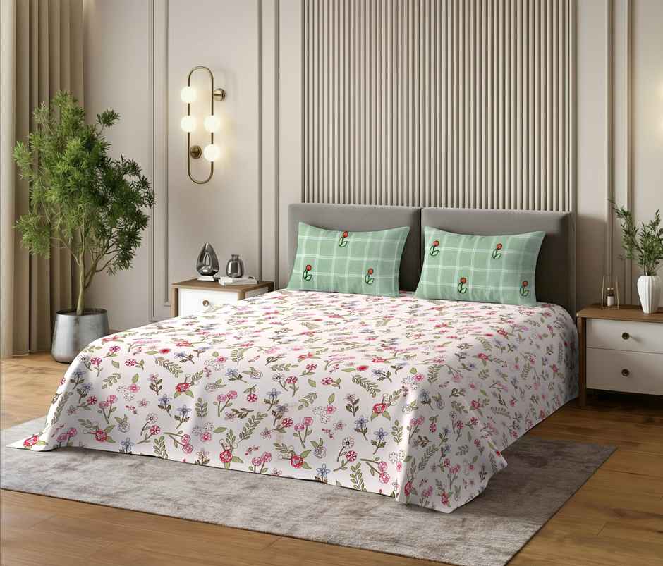 Dream Living 135 GSM King Bedsheet Set |275 x 275 cm| With 2 Pillow Covers