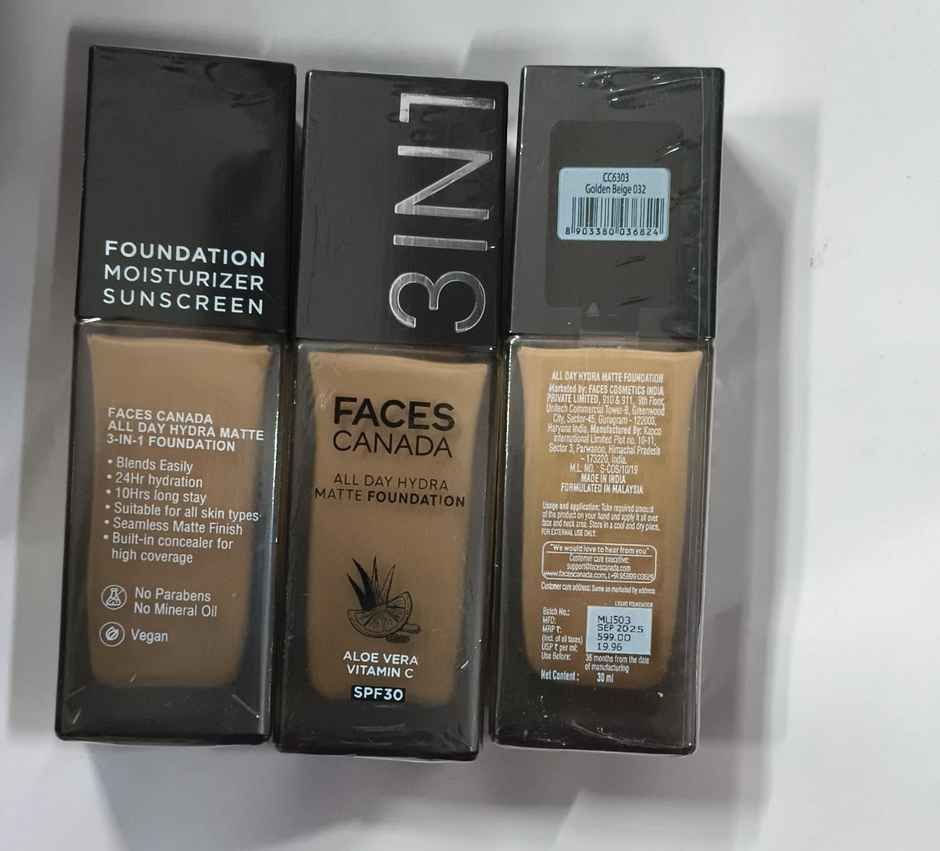 FACES CANADA 3in1 All Day Hydra Matte Foundation + Moisturizer + SPF 30 | Golden Beige 032