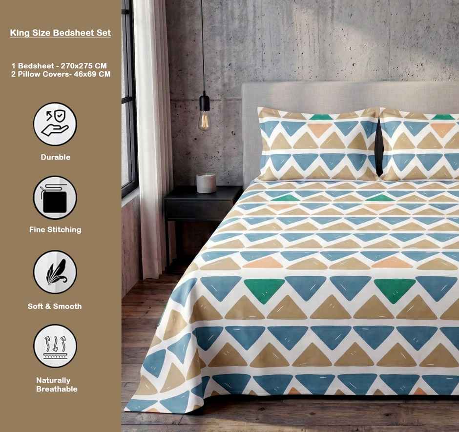 Dream Living 135 GSM King Bedsheet Set |250 x 275 cm| With 2 Pillow Covers