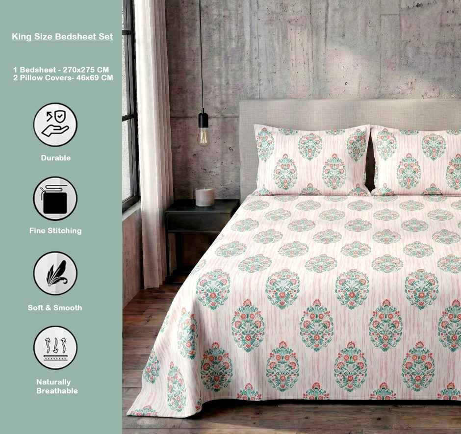 Dream Living 135 GSM King Bedsheet Set |250 x 275 cm| With 2 Pillow Covers