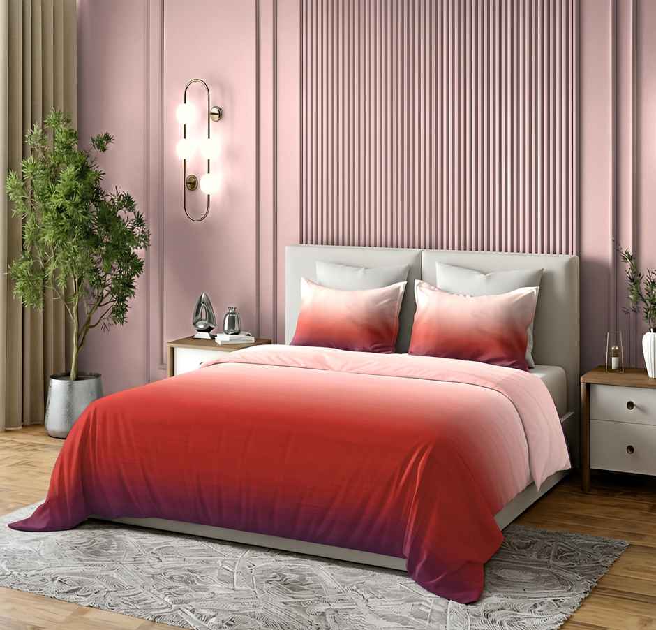 Dream Living Ombrey Double Bedsheet Set | Maroon - 220 x 250 cm