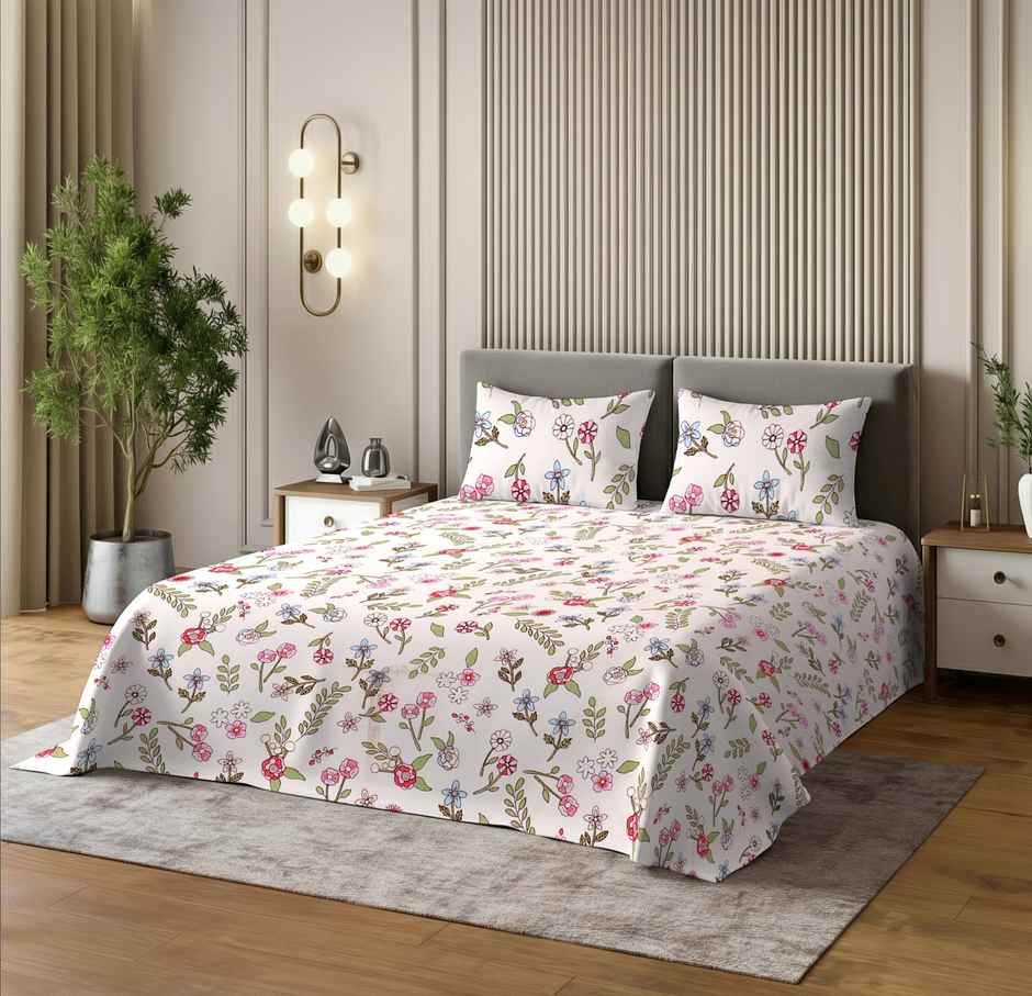 Dream Living 135 GSM King Bedsheet Set |275 x 275 cm| With 2 Pillow Covers