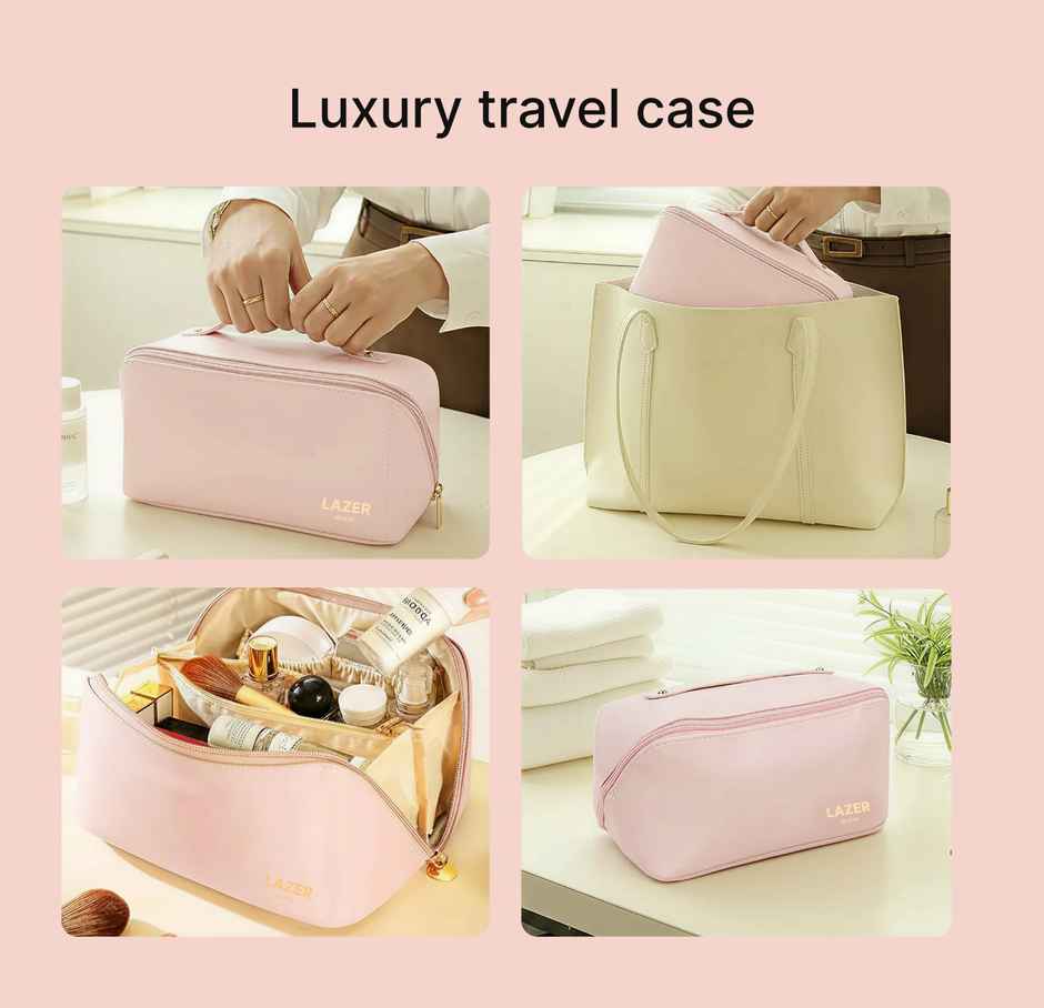 Lazer Travel Cosmetic Makeup Pouches for Women Travel Organizer Bag | Pink