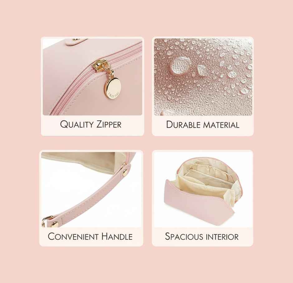 Lazer Travel Cosmetic Makeup Pouches for Women Travel Organizer Bag | Pink