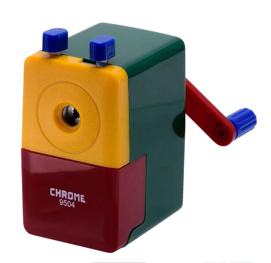 Chrome Tri Colour Plastic Table Pencil Sharpner (Colour May Vary)