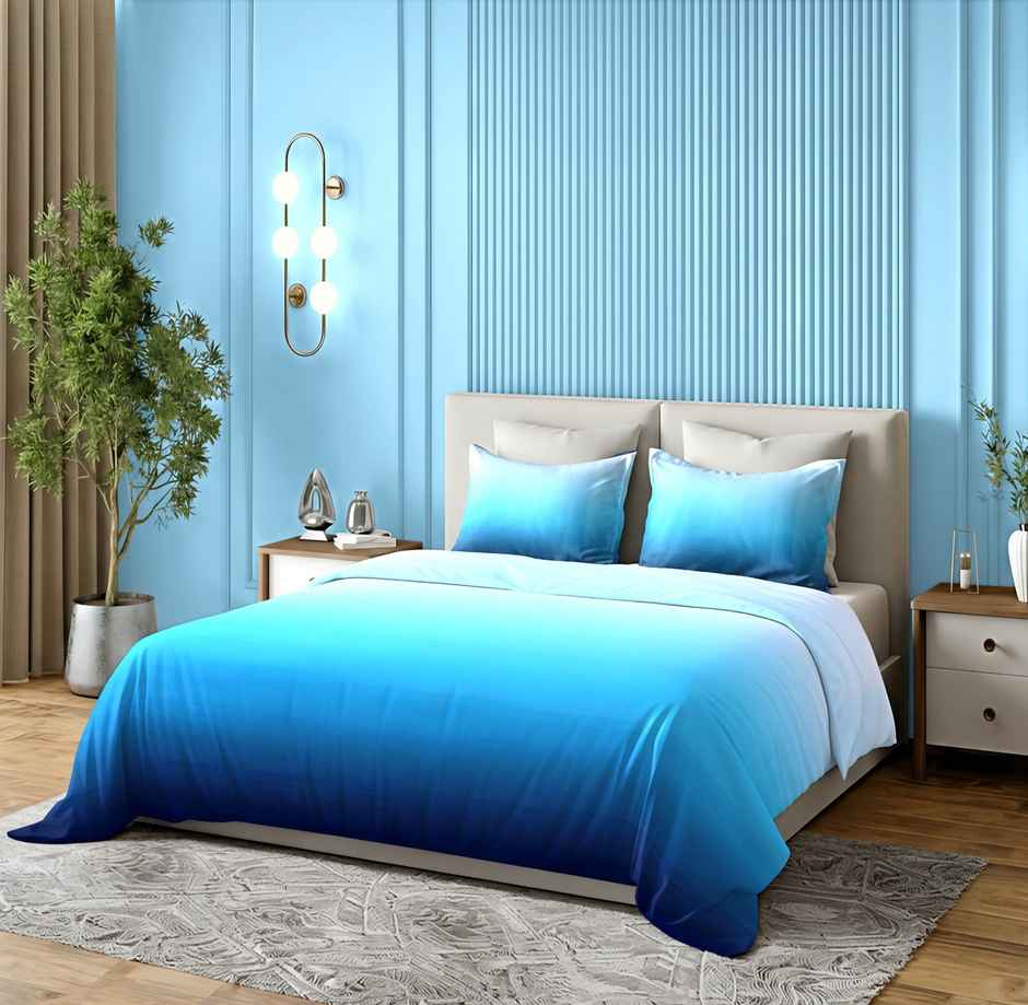 Dream Living Ombrey Double Bedsheet Set | Blue - 220 x 250 cm