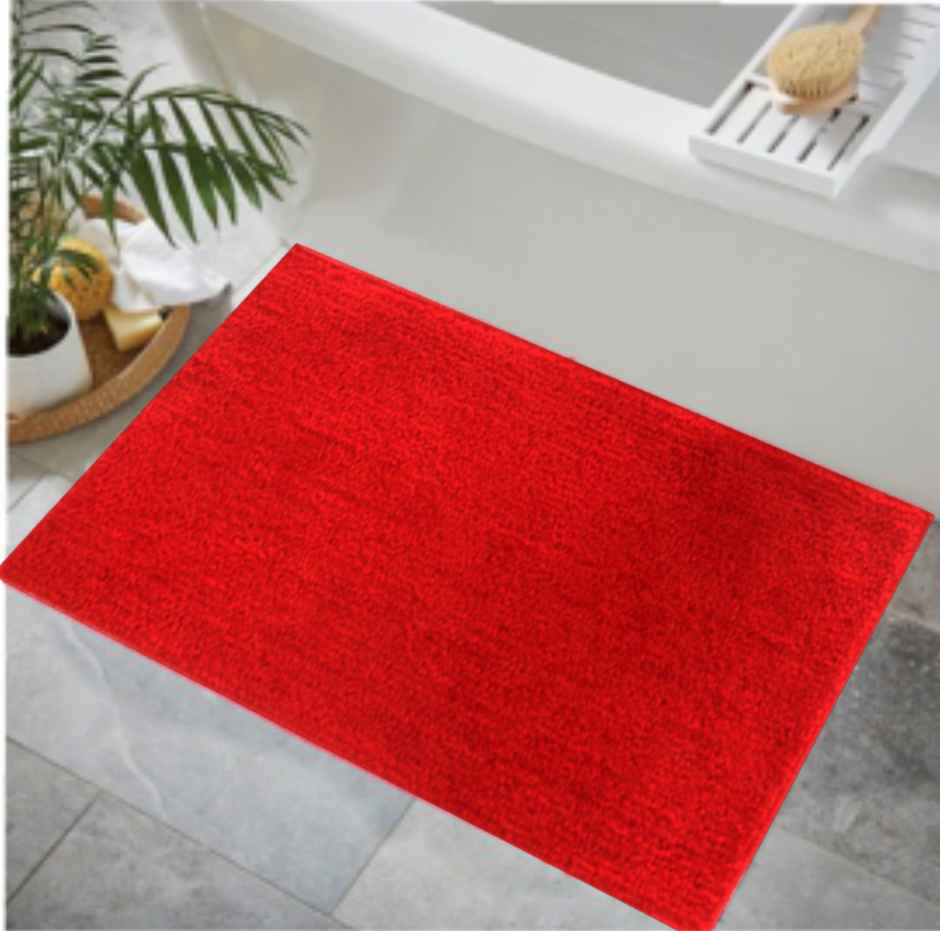 Kunal Enterprises Red Anti Slip Water Absorbent Bath Mat (58cm x 38cm)