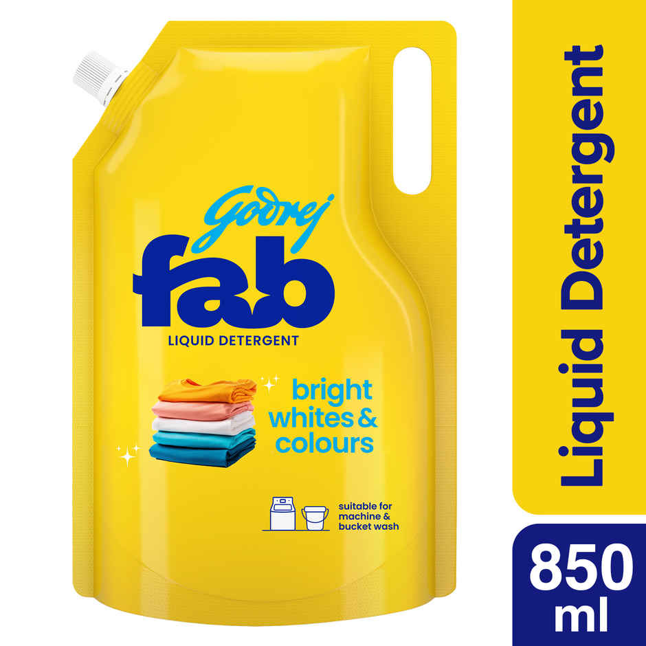 Godrej Fab Machine & Hand Wash Detergent Liquid Refill Pouch (950ml) & Godrej Fab Liquid Detergent Refill Pouch For Machine (4L) Combo