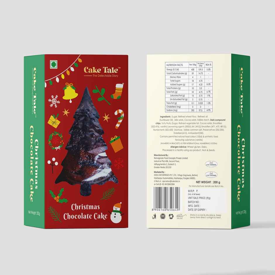 Cake Tale Barcake Christmas Chocolate | Eggless/Veg | Rich & Flavorful