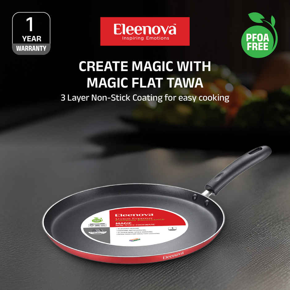 Eleenova Magic Nonstick Flat Tawa | 3 Layer Non Stick Coating - 27.5 cm