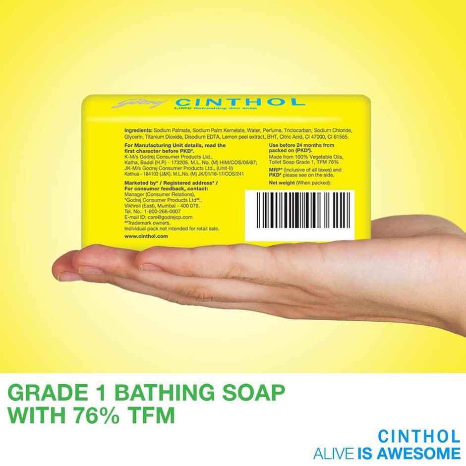 Cinthol Lime Bath Soap - 99.9% Germ Protection