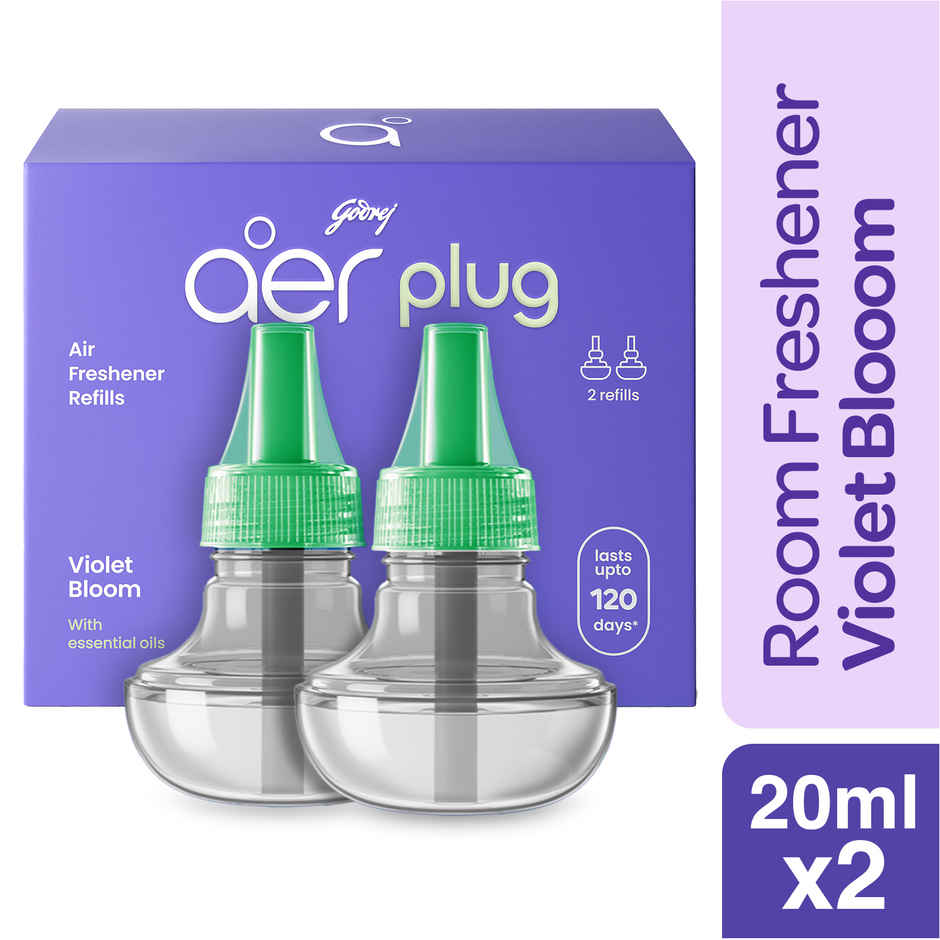 Godrej aer Plug Electric Air Freshener | 2 Refills | Violet Bloom