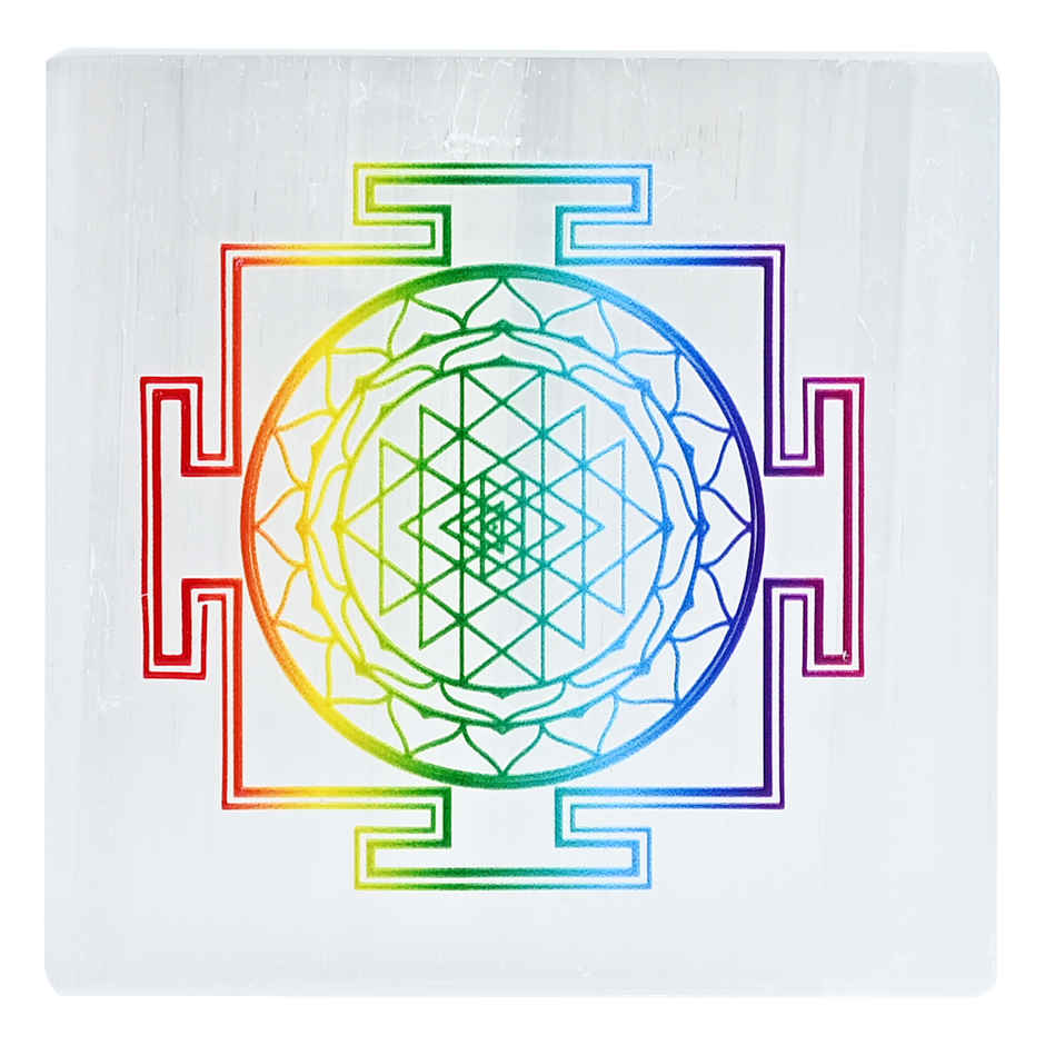 Hindcraft Selenite Charging Plate With Sri Yantra