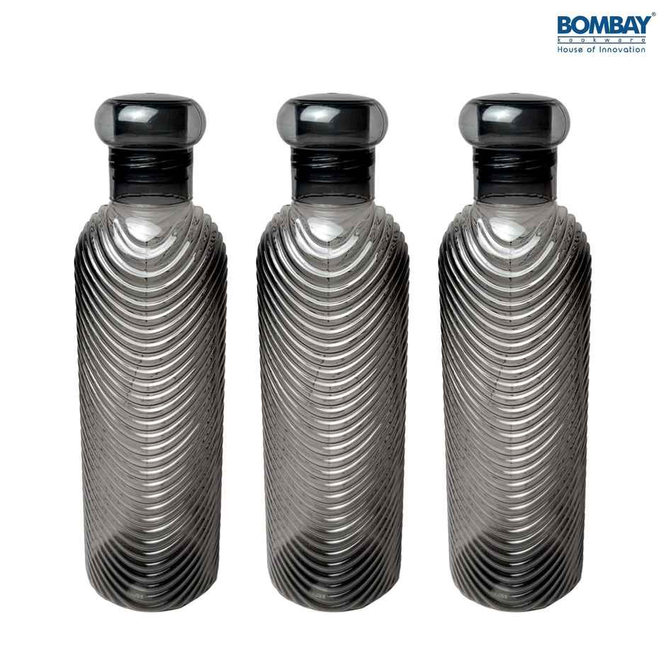 H2O BPA-free Plastic Water Bottle | Set of 3 pcs | Each 1000 ml | Black
