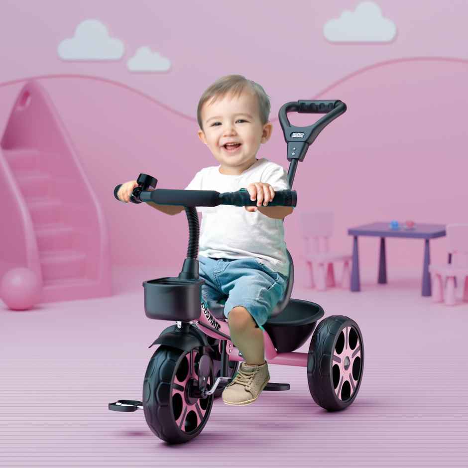 Kidsmate Junior Tricycle for Kids with Parental Control | Cycle for Kids 1-4 Years | Pink