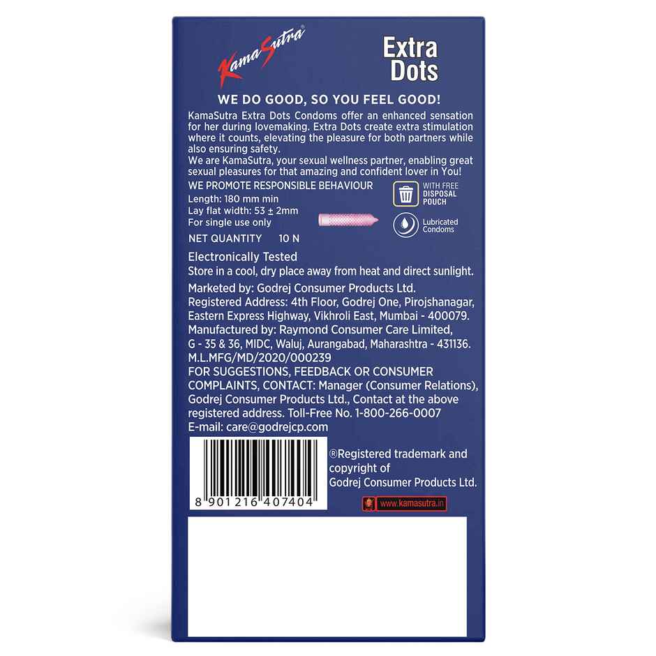Kamasutra Extra Dotted Condoms for Men - 10 Count