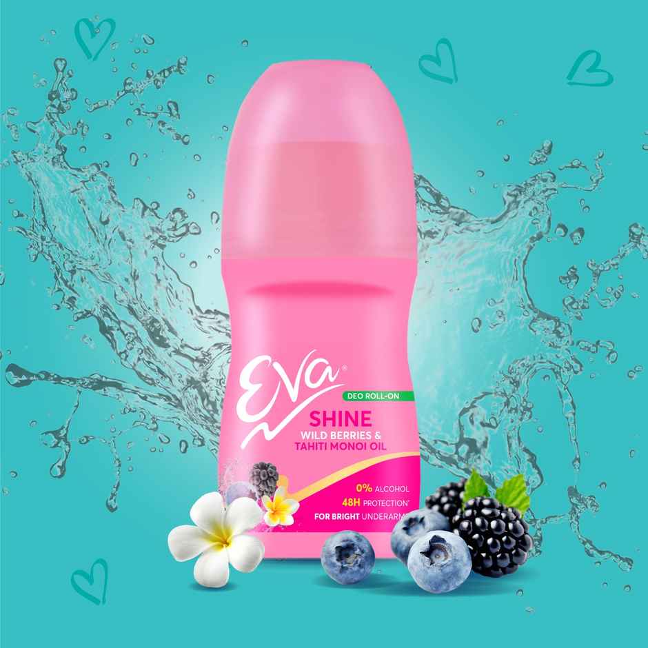 Eva Underarm Roll on Deodorant | For Bright - Fresh & Smooth Underarms - Wild Berries|Aloe|Cucumber