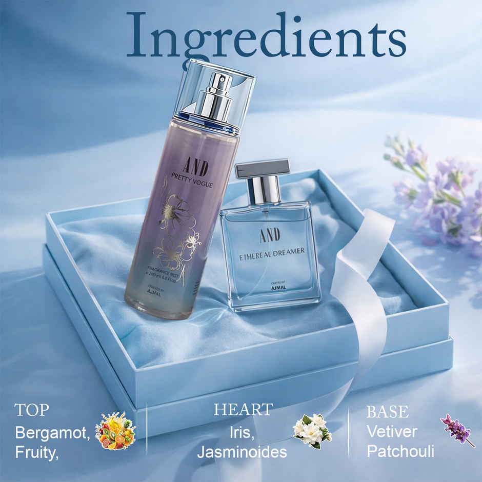 AND by Ajmal Ethereal Dreamer Eau De Perfume 50ml & Pretty Vogue Body Mist For Women 