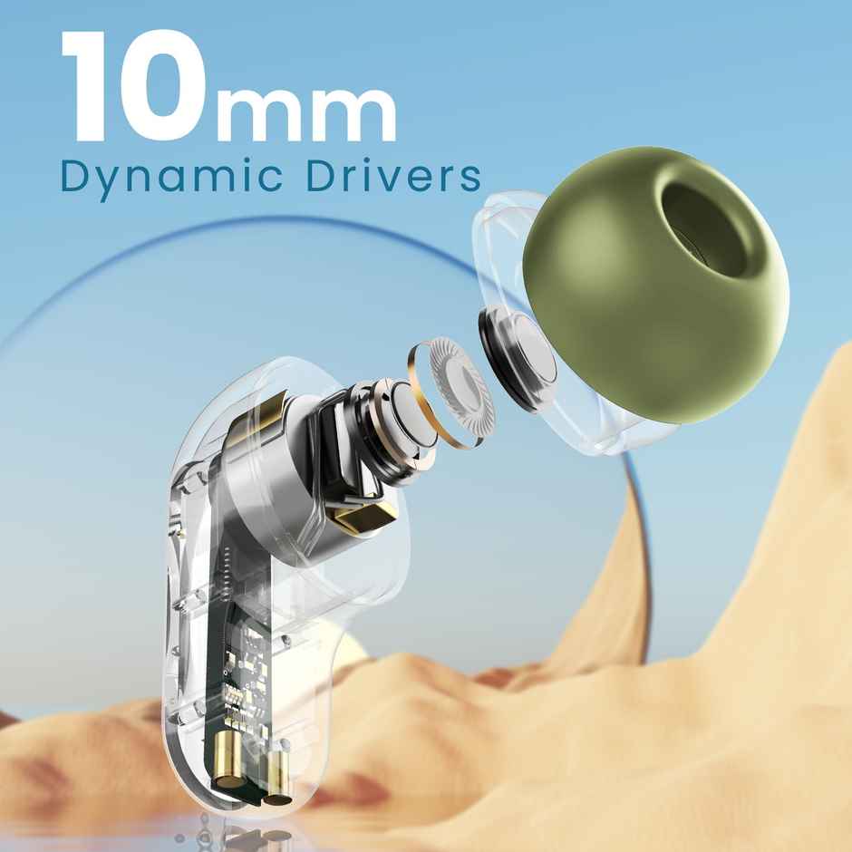 Cellecor Bropods C109 TWS With 60 Hrs Playtime ENC 50ms Low Latency Fast Charging - Type-c - Green