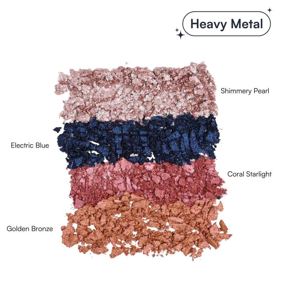 Gush Beauty Eye Like It Stacked | Easy To Blend 4 In 1 Eyeshadow Palette | Heavy Metal | Pearl, Blue, Starlight, & Bronze