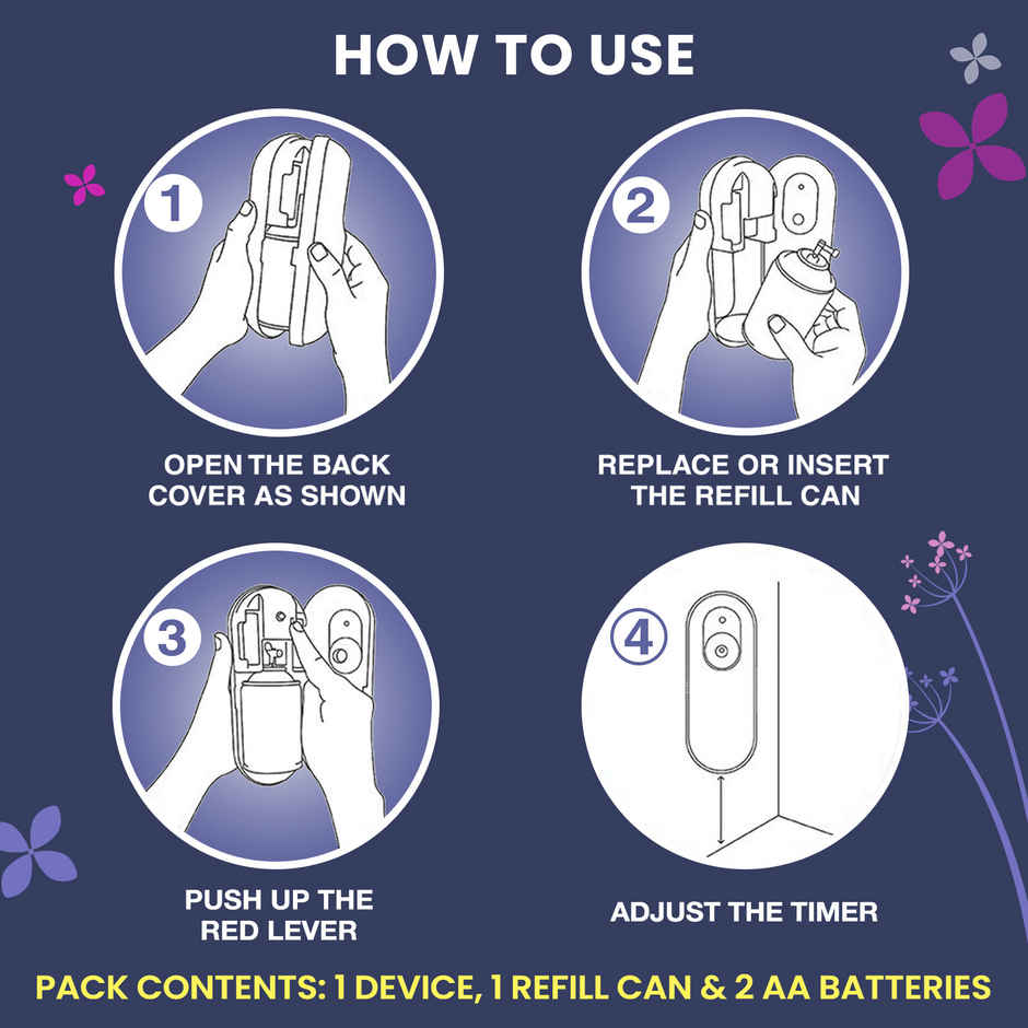 Godrej Aer Matic Violet Valley Bloom Automatic Room Fresheners | Machine + Refill Combo