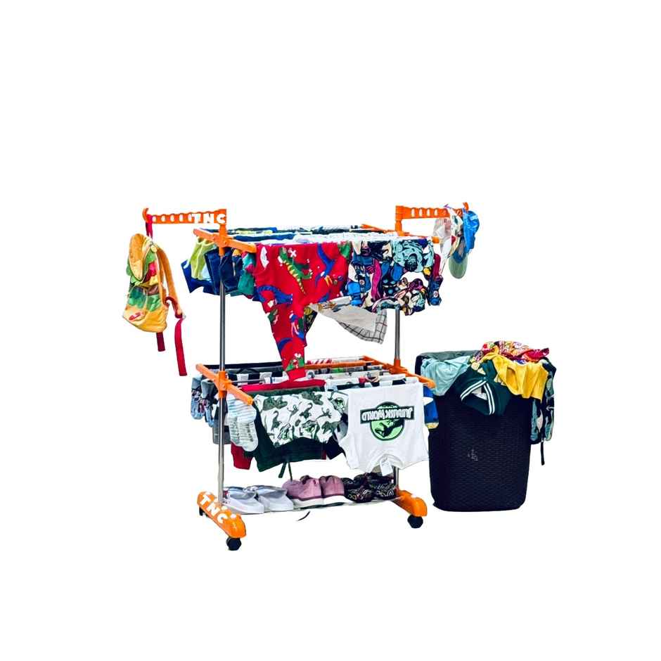 TNC Orange Single Poll 2 Tier Stainless Steel Cloth Dryer Stand