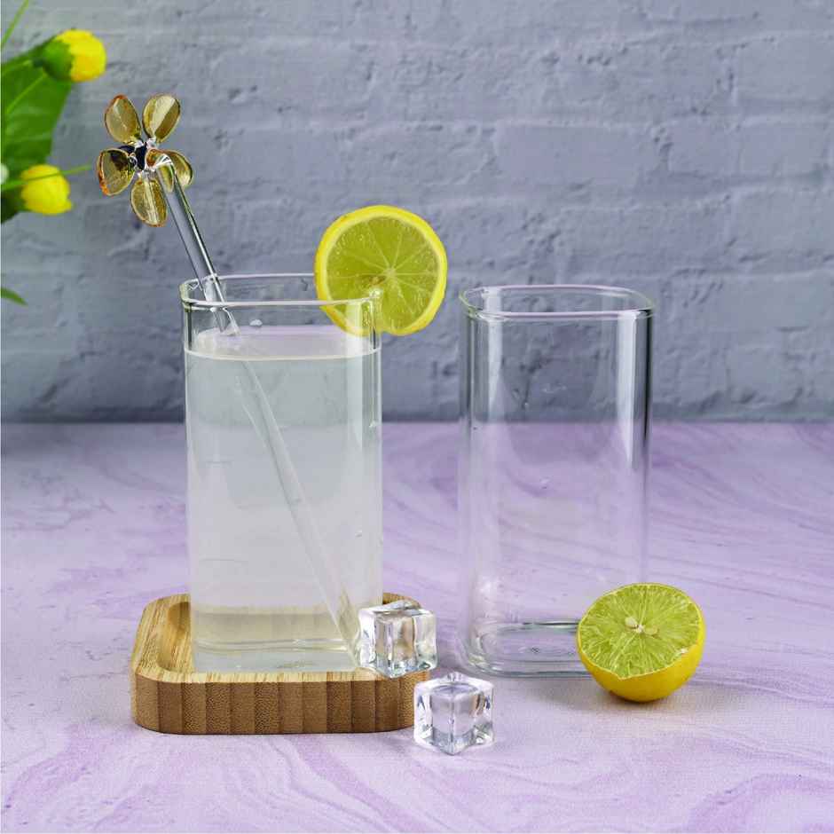 Sanjeev Kapoor Berlin High Borosilicate Square Glass 330 ml - Set Of 6 pcs