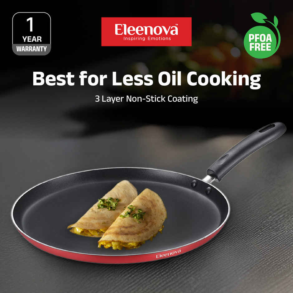 Eleenova Magic Nonstick Flat Tawa | 3 Layer Non Stick Coating - 27.5 cm