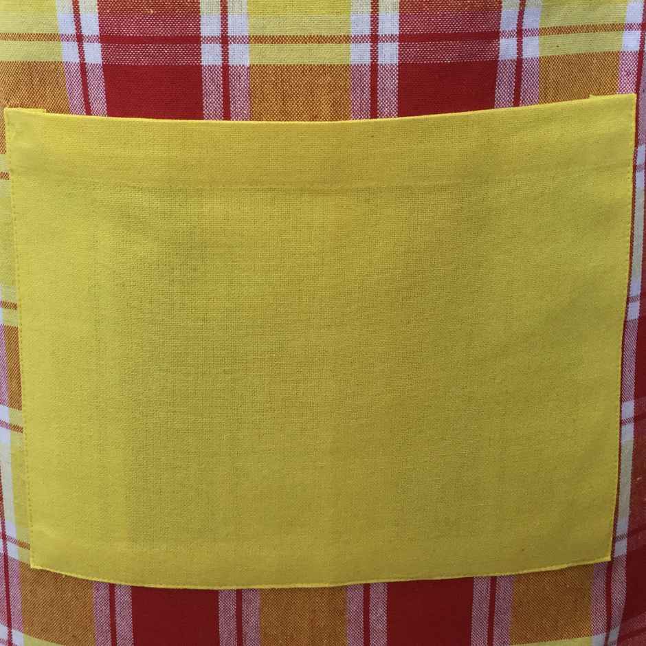 Lushomes Cooking Apron and Oven Glove Set - Red and Yellow | Glove 17 x 32 cm | Apron 60 x 80 cm