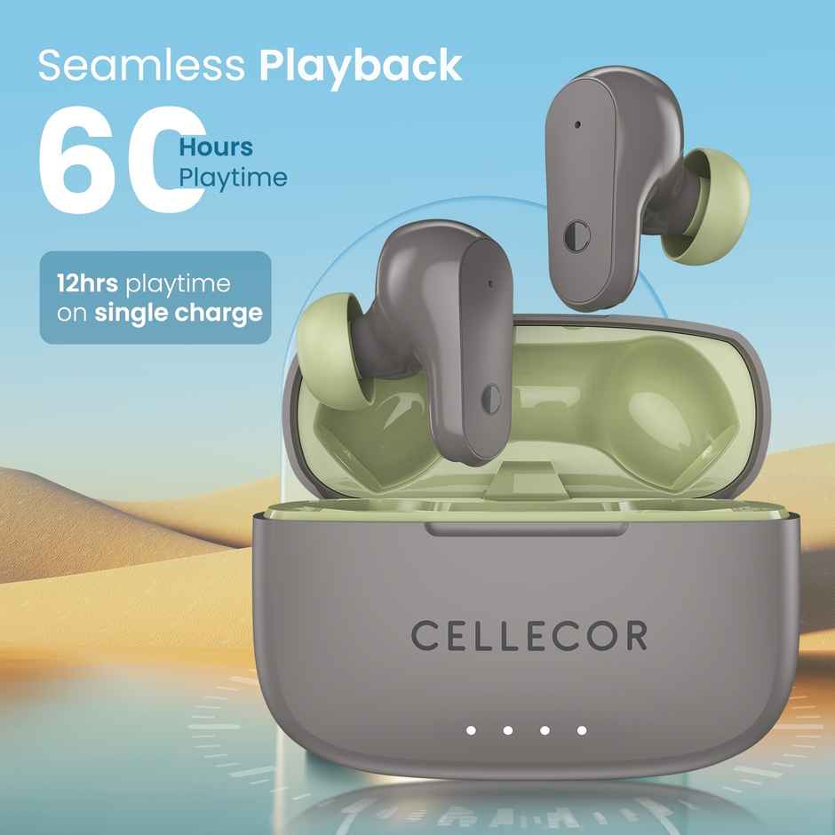 Cellecor Bropods C109 TWS With 60 Hrs Playtime ENC 50ms Low Latency Fast Charging - Type-c - Green