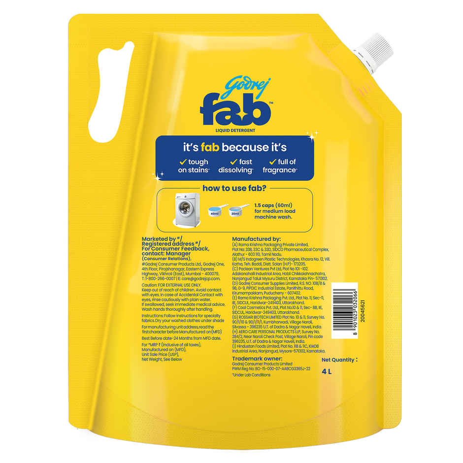 Fab Front Load Liquid Detergent
