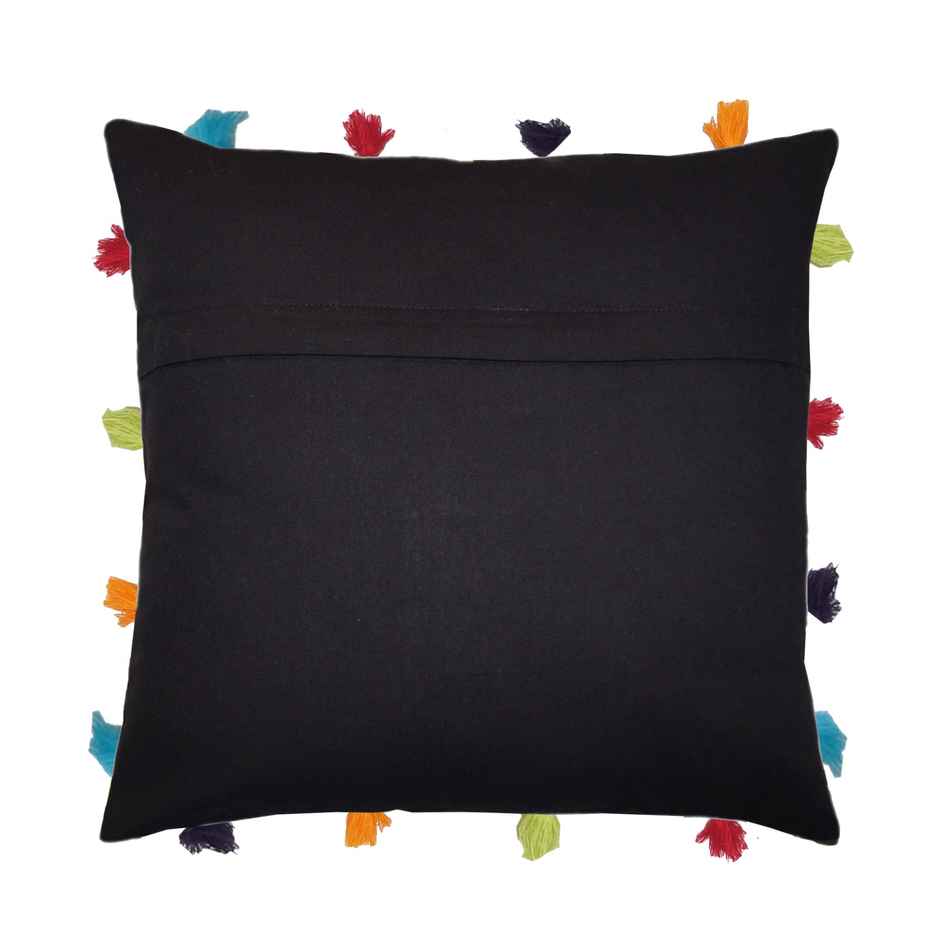Lushomes Cushion Covers with Tassels - Black | 14 x 14 inch