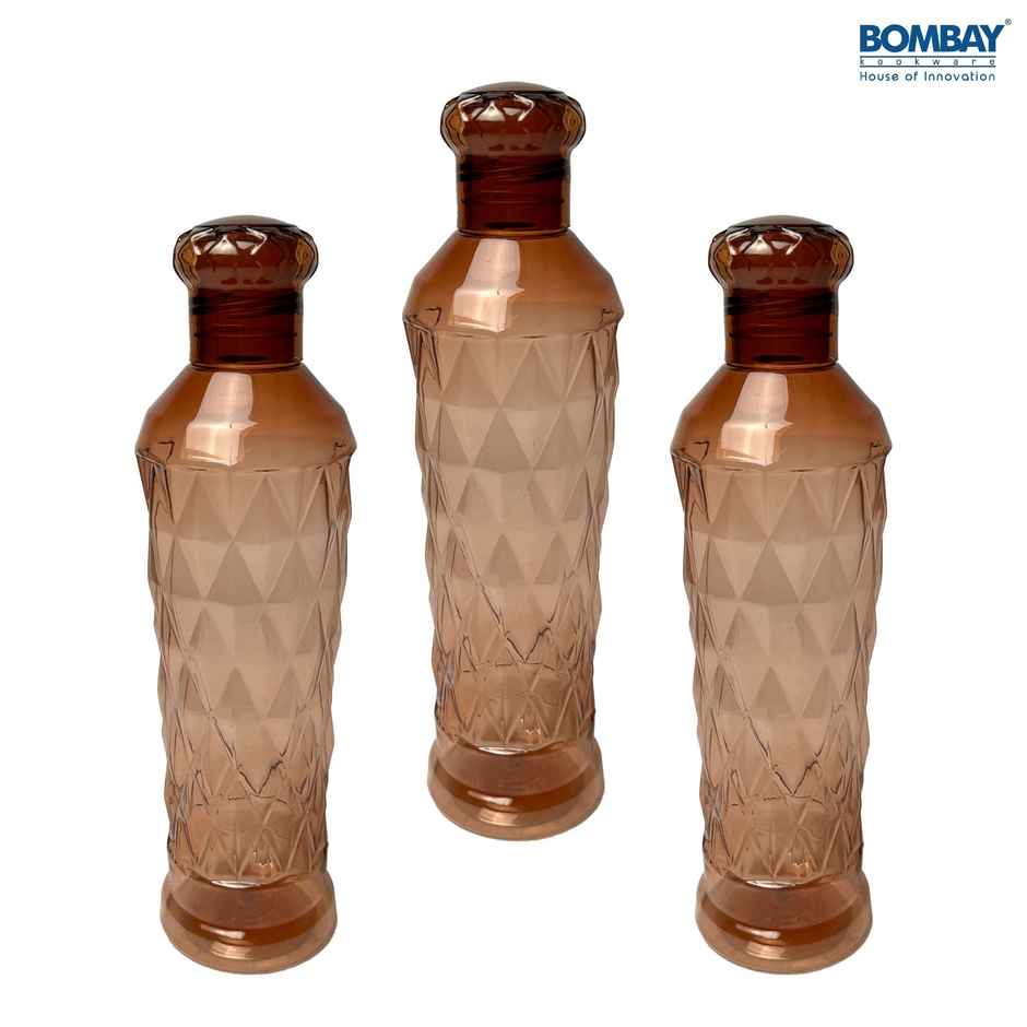 Diamond BPA-free Plastic Water Bottle Set of 3 pcs | Each 1 L | Brown
