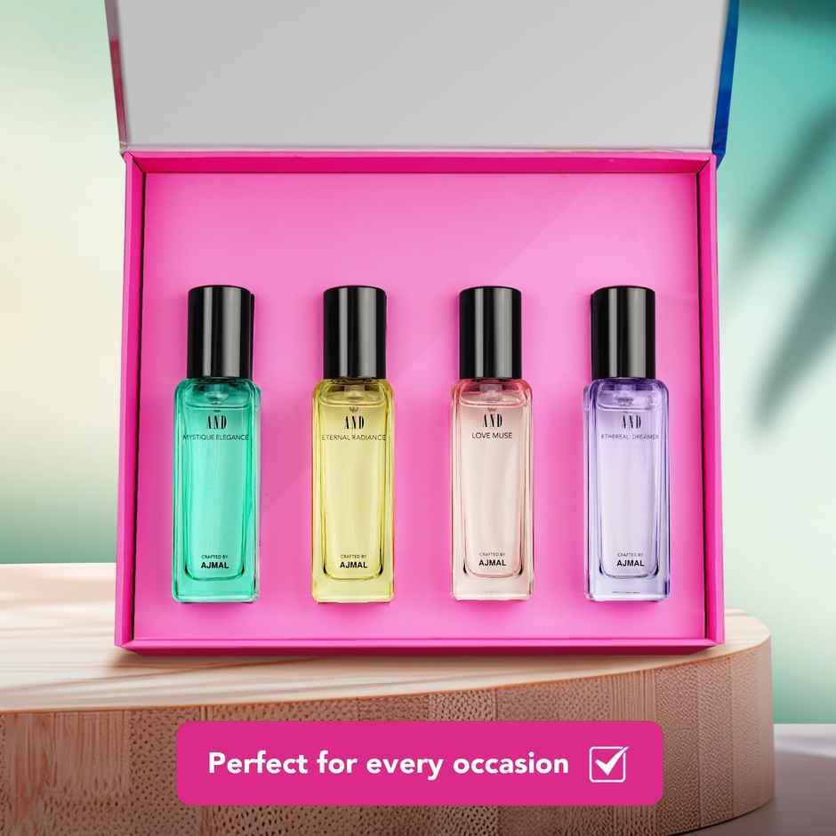 Ajmal Edp Gift Set For Women With Ethereal Dreamer, Love Muse | Pack Of 4 | 20 ml Each