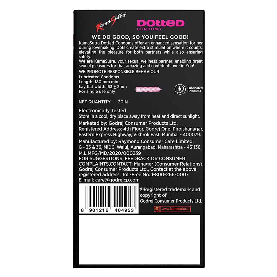 Kamasutra Extra Dotted Condoms for Men - 20 Count